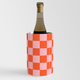 Checker Pattern 351 Orange and Pink Wine Chiller