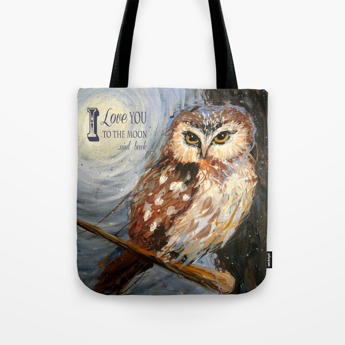 I Love You To The Moon And Back Owl Tote Bag