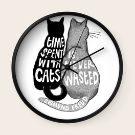 Time Spent With Cats Is Never Wasted Sigmund Freud Wall Clock By
