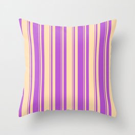 [ Thumbnail: Tan & Orchid Colored Stripes Pattern Throw Pillow ]
