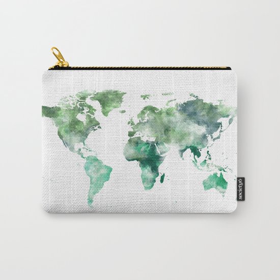 World Map Emerald Green Earth Carry-All Pouch