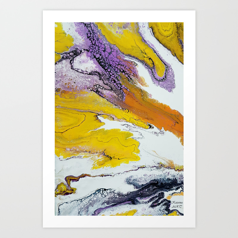 Jupiter Acrylic On Canvas Dirty Pouring Medium Art Print By