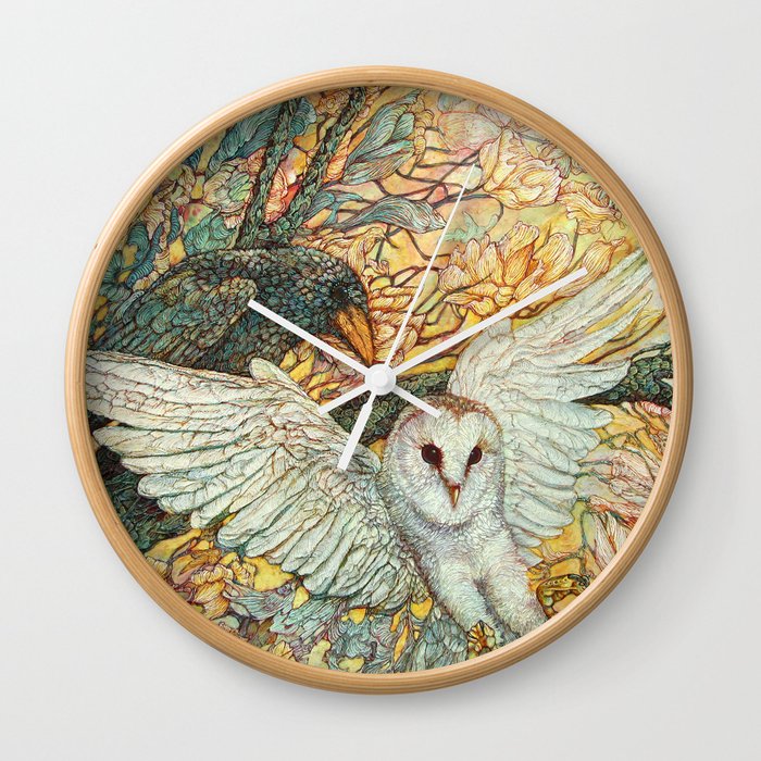 The Playground _ Raven, Owl, Chickadee Wall Clock