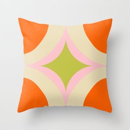 Groovy Starburst Orange Beige - Mid Century  Throw Pillow
