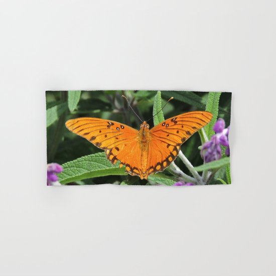 A Gulf Fritillary Shows Wear and Tear Hand & Bath Towel