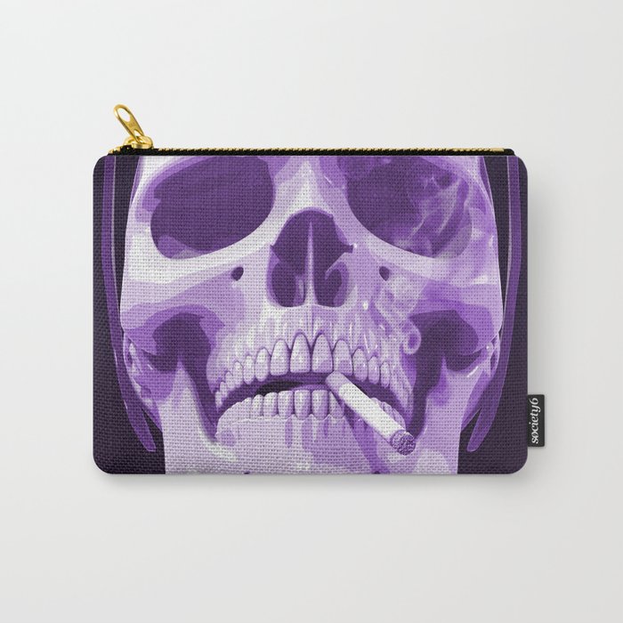 Skull Smoking Cigarette Purple Carry-All Pouch