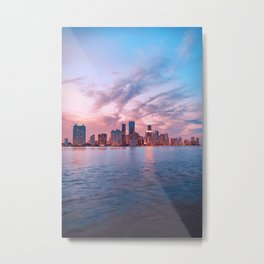 Miami Ocean Sunset Skyline Metal Print