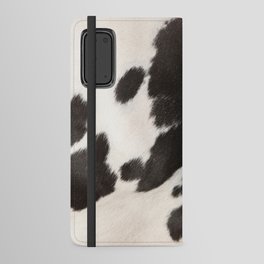 Black Cowhide, Cow Skin Print Pattern, Modern Cowhide Faux Leather Android Wallet Case