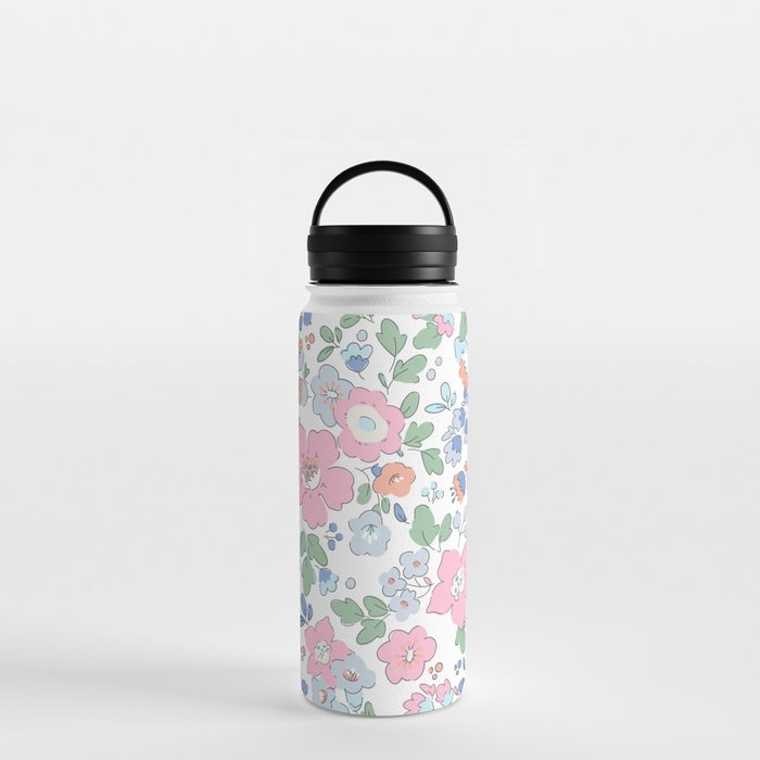 Vintage Liberty pattern. Elegant floral pattern in small flowers. Vintage pink design. Seamless texture Water Bottle