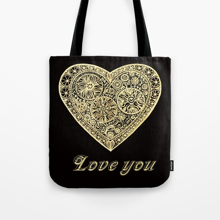 golden heart I love you Tote Bag
