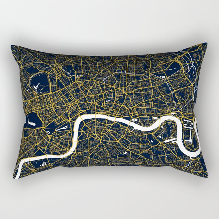 London City Map of England - Gold Art Deco Rectangular Pillow