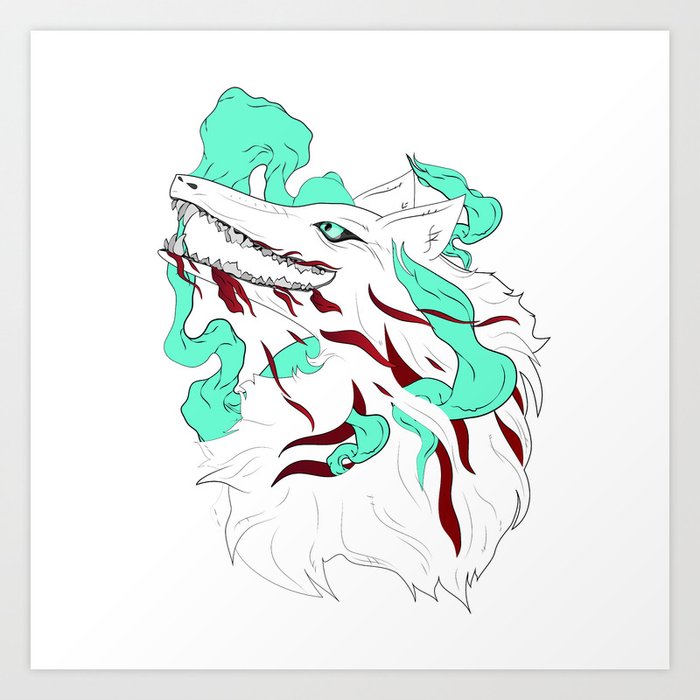 Evil Wolf Art White Evil Wolf Art Print By Noeldelmar Society6 society6