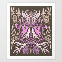 Hummingbird Floral in Purple Art Print