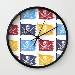 Jolly Rogers Multiplied Wall Clock | Boy, Flags, Jollyroger, Boys, Pirates, Graphicdesign, Pirate, Blue, Flag, Nautical 