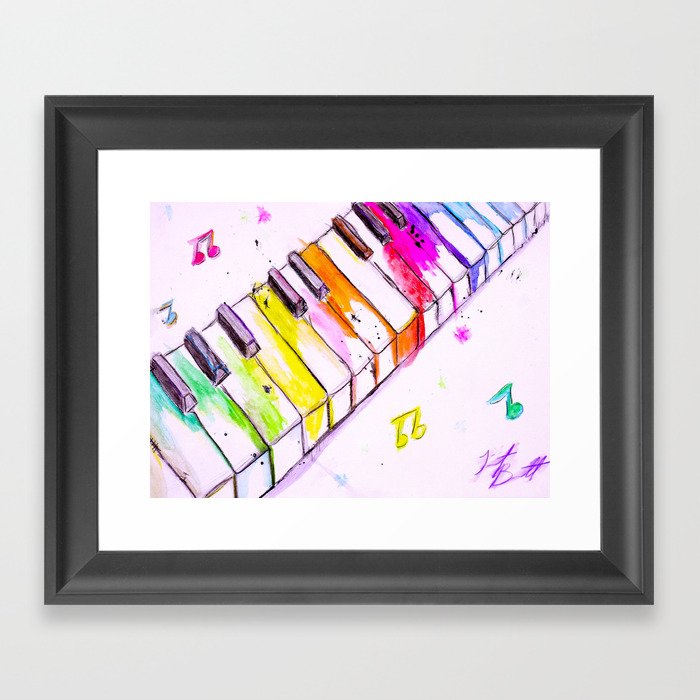 Watercolor Piano Keys Framed Art Print By Trinitybennett Society6