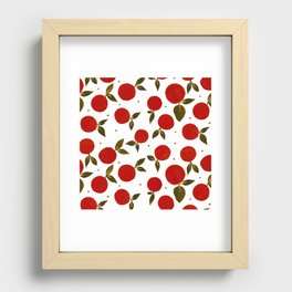 Tangerine pattern - red and olive Recessed Framed Print