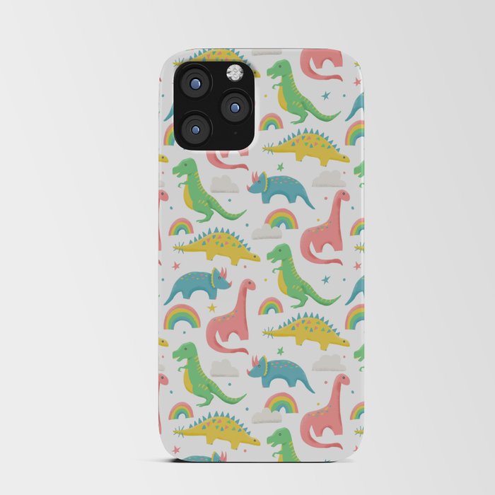 Dinosaurs + Rainbows in Pink iPhone Card Case