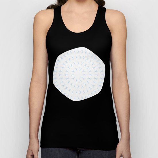 PCT2 Fractal in Ice Blue on White Unisex Tank Top