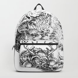 Ullr 2 Backpack | Mountain, Hatching, Nature, Ullr, Christmas, Black And White, Elves, Drawing, Ink Pen, Black and White 