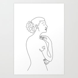 Enchanted - Line drawn portrait of a woman by Cecca Designs Art Print