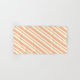 [ Thumbnail: Light Salmon and Beige Colored Stripes/Lines Pattern Hand & Bath Towel ]