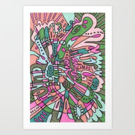 I Found my Friends (Pink/Green) Art Print