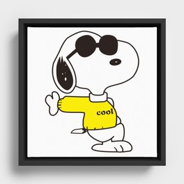 Snoopy illustration, Snoopy Joe Cool Charlie Brown Wood Drawing, Cartoon wearing sunglasses Snoop puppy, cartoon Character, animals Framed Canvas