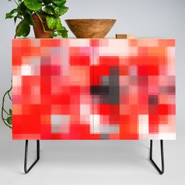 geometric pixel square pattern abstract background in red Credenza