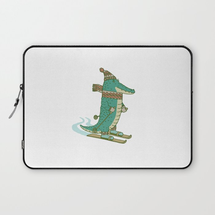 crocodile on skis Laptop Sleeve