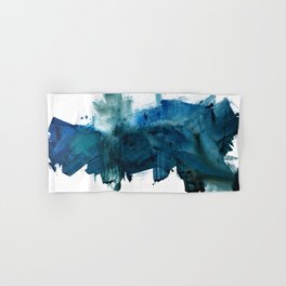 Change: A minimal abstract acrylic painting in blue and green by Alyssa Hamilton Art Hand & Bath Towel