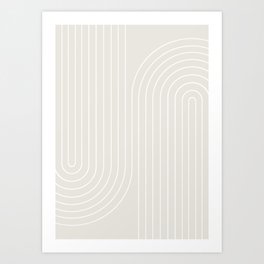 Minimal Line Curvature XI Natural Off White Mid Century Modern Arch Abstract Art Print