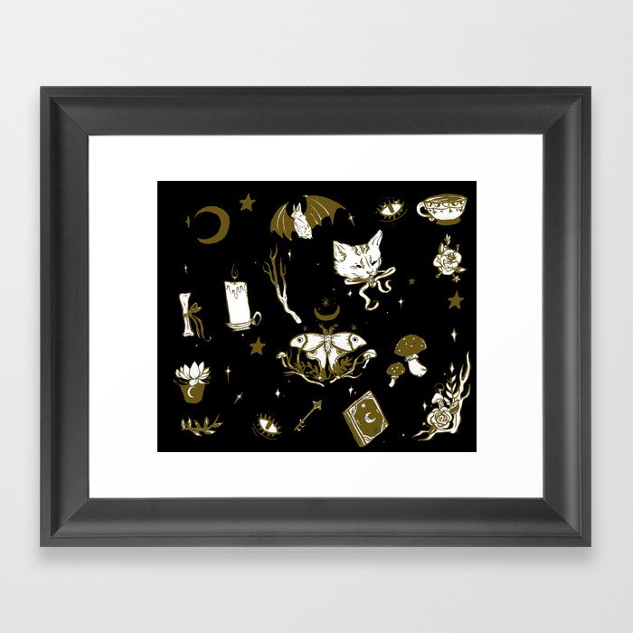 Midnight Moon Witch Framed Art Print