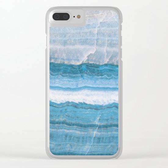 Blue onyx marble Clear iPhone Case