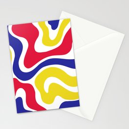 Warped Swirl Marble Pattern (red/blue/yellow) Stationery Card
