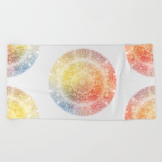 Pastel Rainbow Mandala Beach Towel