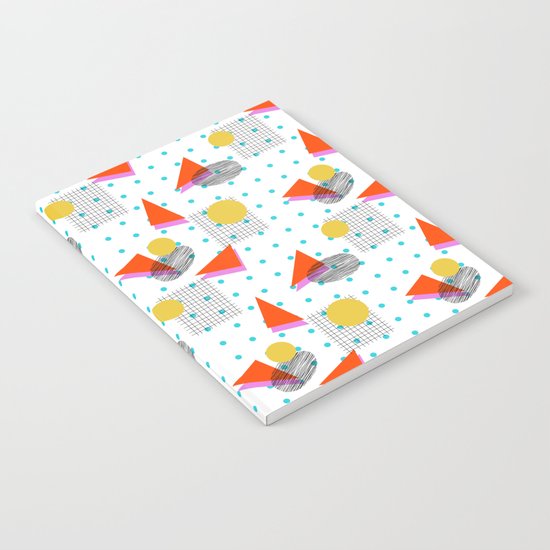 Bounce - abstract minimal retro throwback 1980s grid circle shapes memphis design pattern print art Notebook