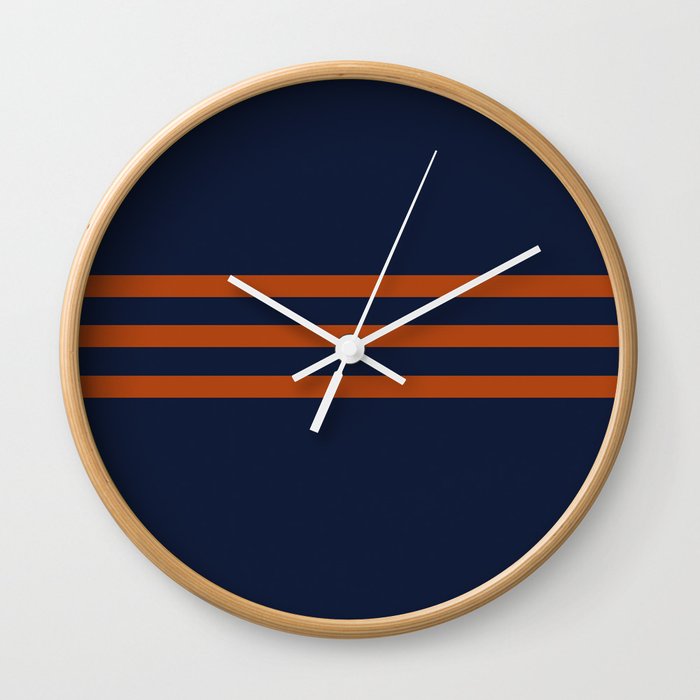 Orange retro horizontals Wall Clock