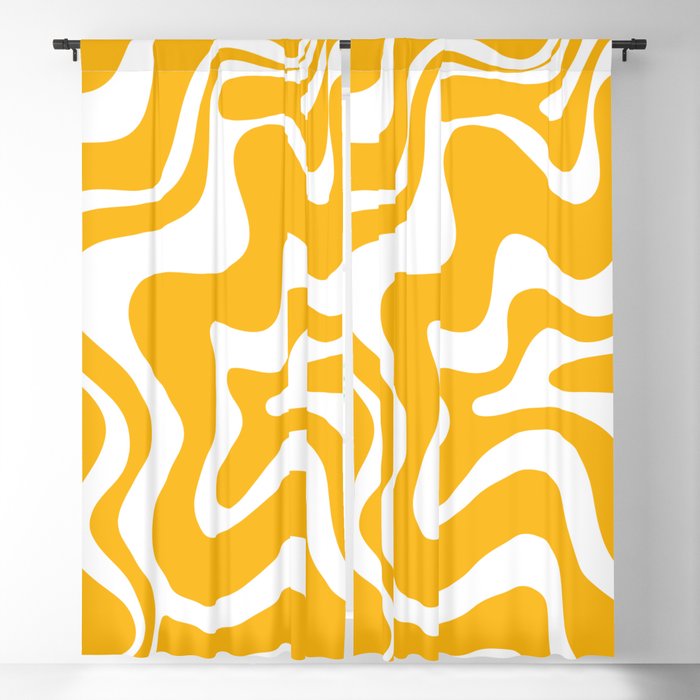 Marigold Liquid Swirl - Retro Modern Abstract Pattern in Yellow-Orange Blackout Curtain