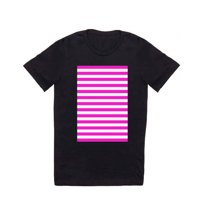 Horizontal Stripes (Hot Magenta/White) T Shirt