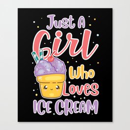 Girl Who Loves Ice Cream Canvas Print