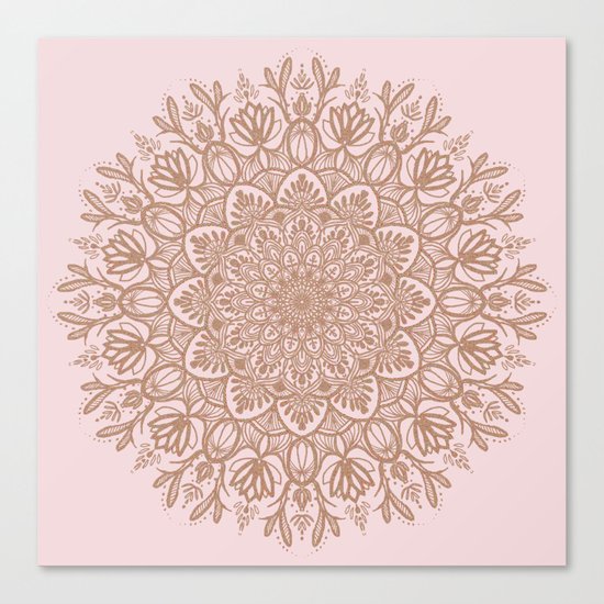 BEIGE GOLD GLITTER MANDALA Canvas Print