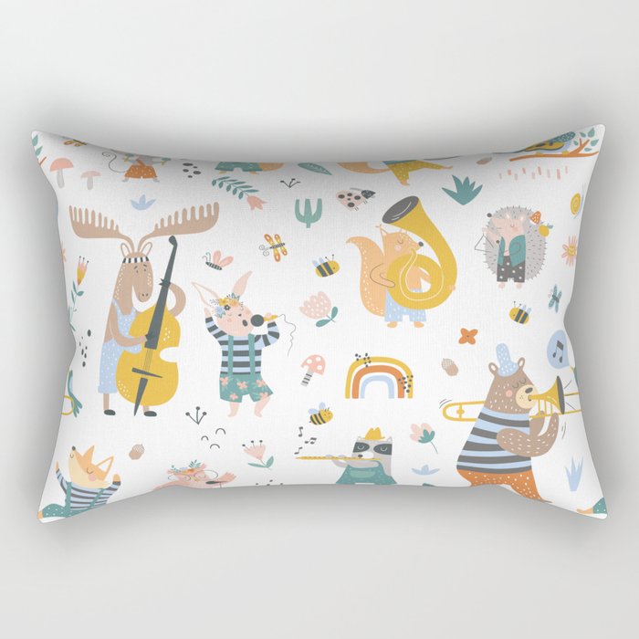Colorful cartoon style musical Animals 2  Rectangular Pillow