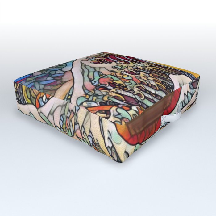Great Waves Stained Glass Outdoor Floor Cushion