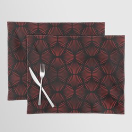 Vintage Foil Palm Fans in Black and  Ruby Red Art Deco Neo Classical Pattern Placemat