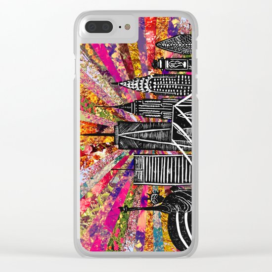 Linocut New York Blooming Clear iPhone Case