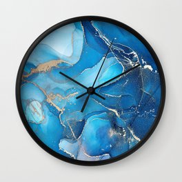 Deep Cerulean + Azure Abstract Ripples Wall Clock