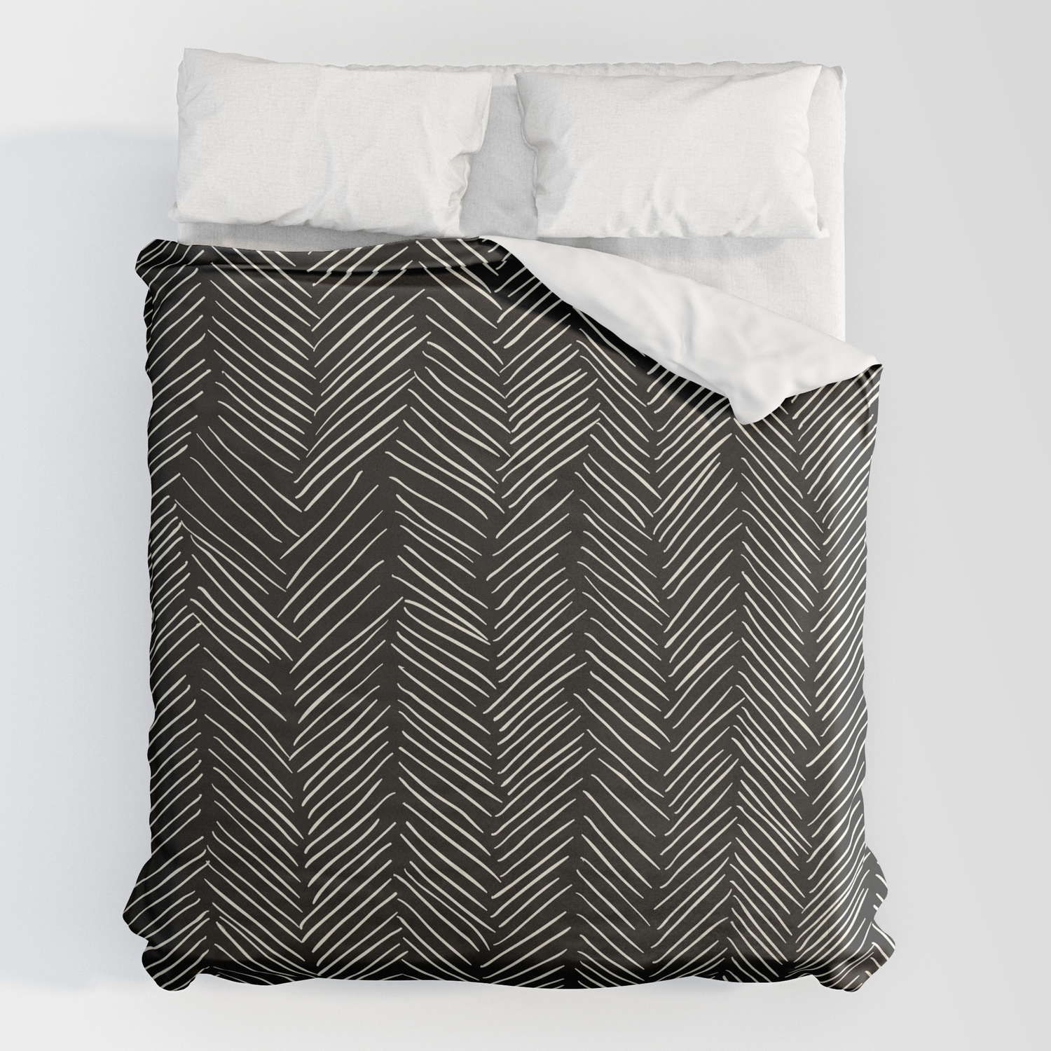Society6 Herringbone Cream On Black by Simple Luxe by Nature Magick on Rectangular Pillow 
