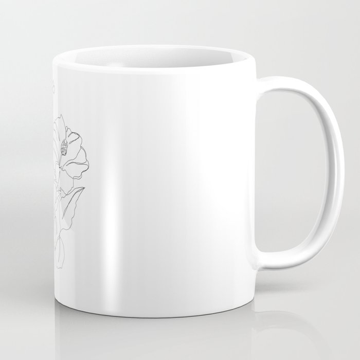 Floral one line drawing - Hibiscus Coffee Mug