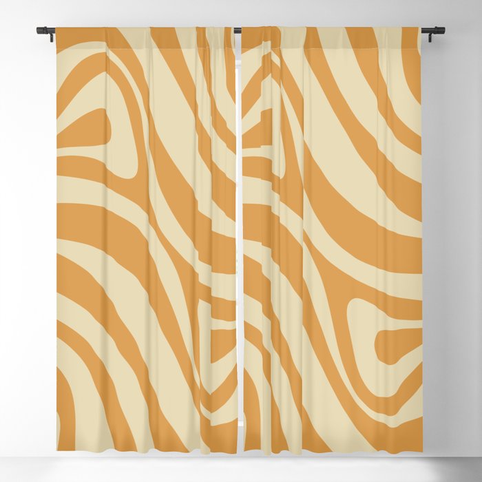 New Groove Retro Swirl Abstract Pattern Muted Honey Mustard Gold  Blackout Curtain