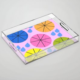 Mid-Century Modern Spring Rainy Day Pink Acrylic Tray